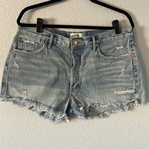 AGOLDE Button fly Cut Off Distressed Denim Shorts Adriano Goldschmied Size 32